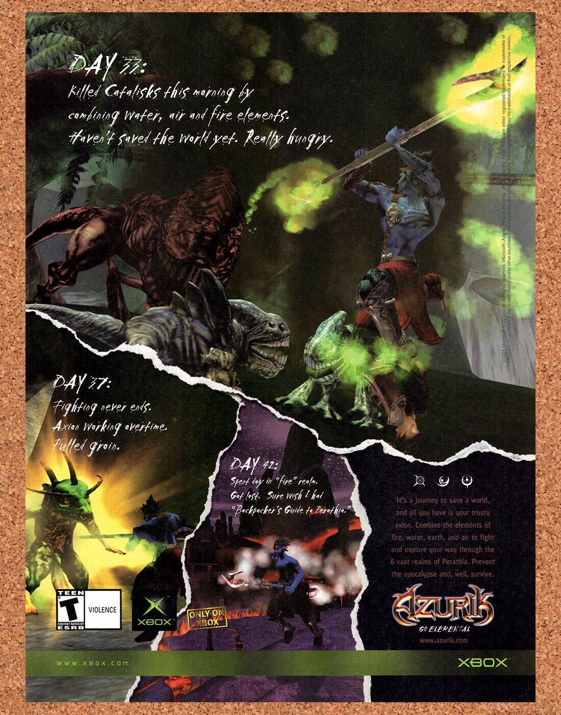 Azurik Xbox Original 2002 Vintage Ad - Xbox Exclusive Video Game Promo
