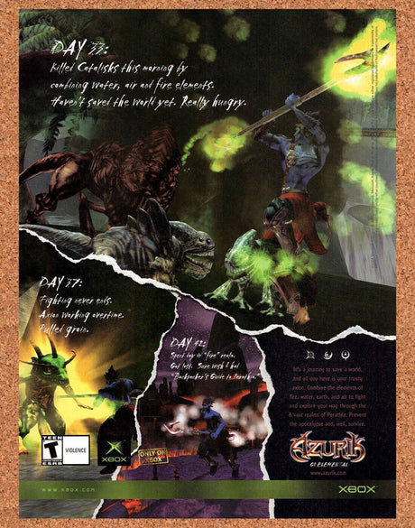 Azurik Xbox Original 2002 Vintage Ad - Xbox Exclusive Video Game Promo