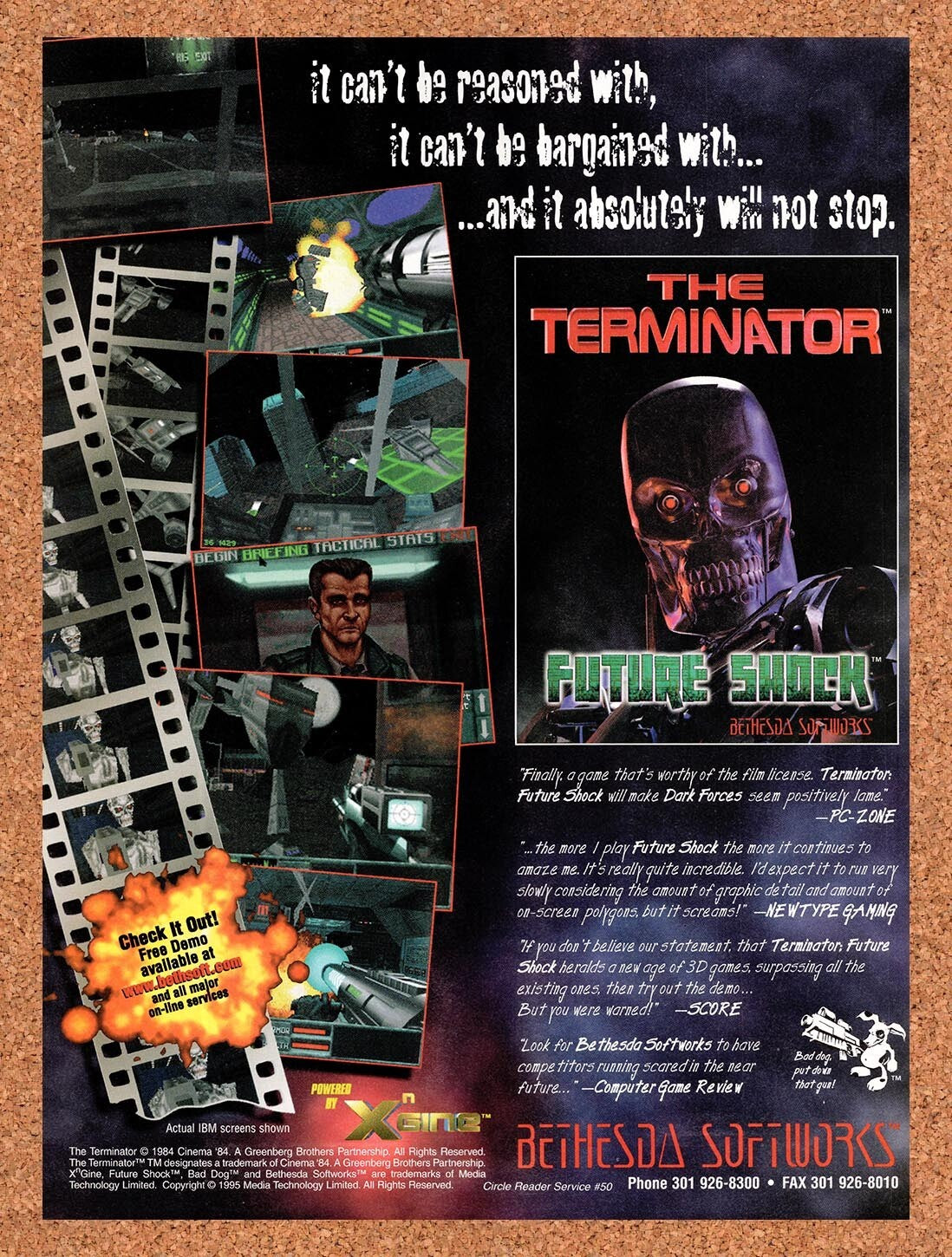 1996 Terminator Future Shock PC Original Advertisement / Retro Wall Art v1