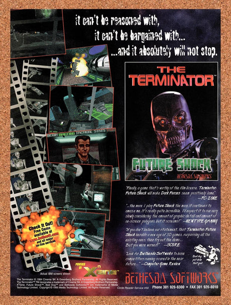 1996 Terminator Future Shock PC Original Advertisement / Retro Wall Art v1