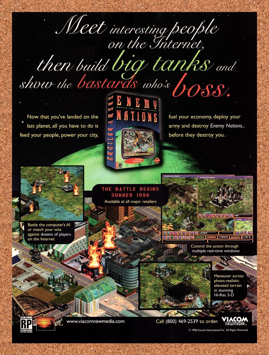 1996 Enemy Nations PC Original Advertisement / Retro Promo v1
