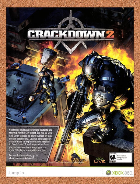 2010 Crackdown 2 Xbox 360 Original Advertisement / Retro Wall Art v1