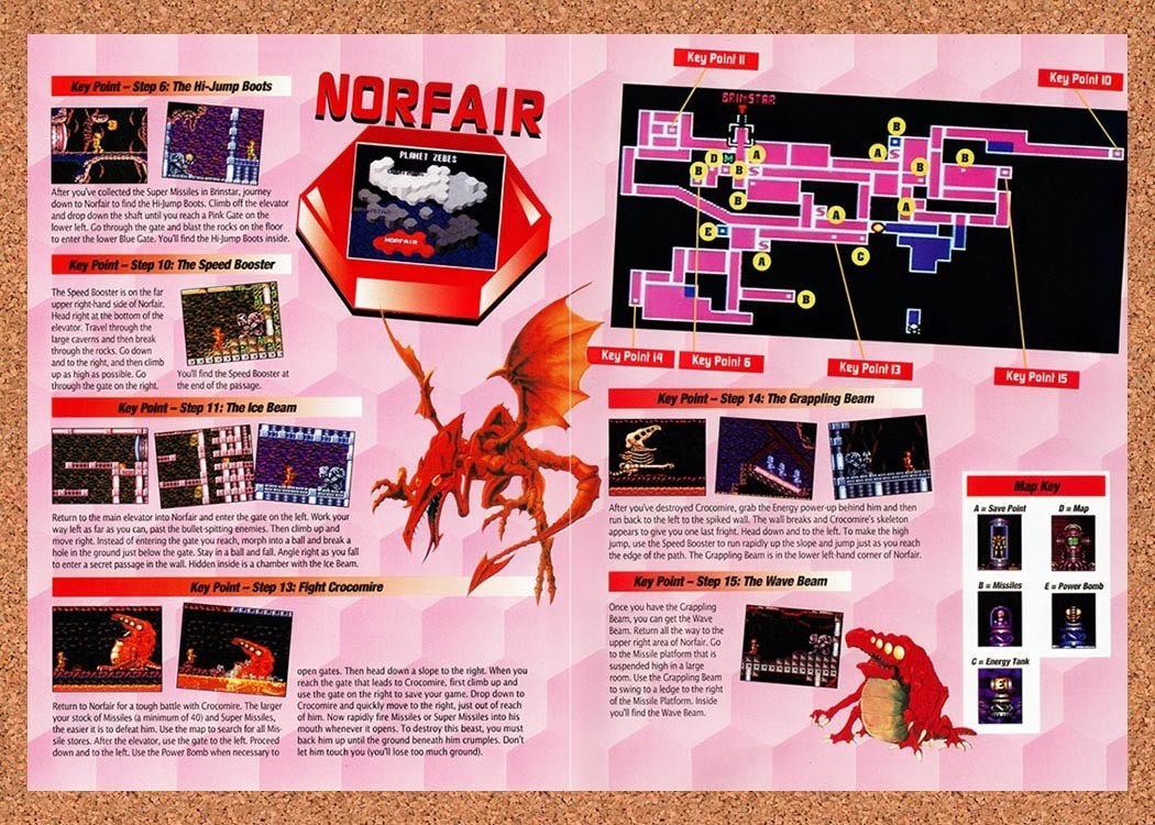 1994 Super Metroid Norfair Original Advertisement / Retro Promo vr7