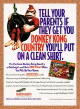 1994 Donkey Kong Country Free T-Shirt Original Advertisement / Retro Promo v2