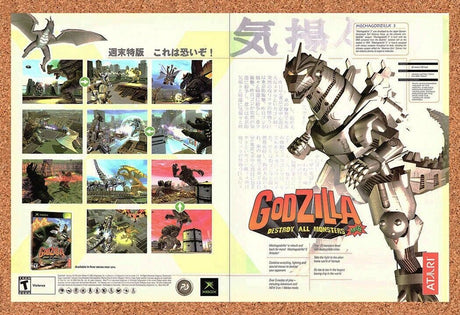 Godzilla Destroy All Monsters Xbox Original 2003 Ad Authentic Video Game Promo