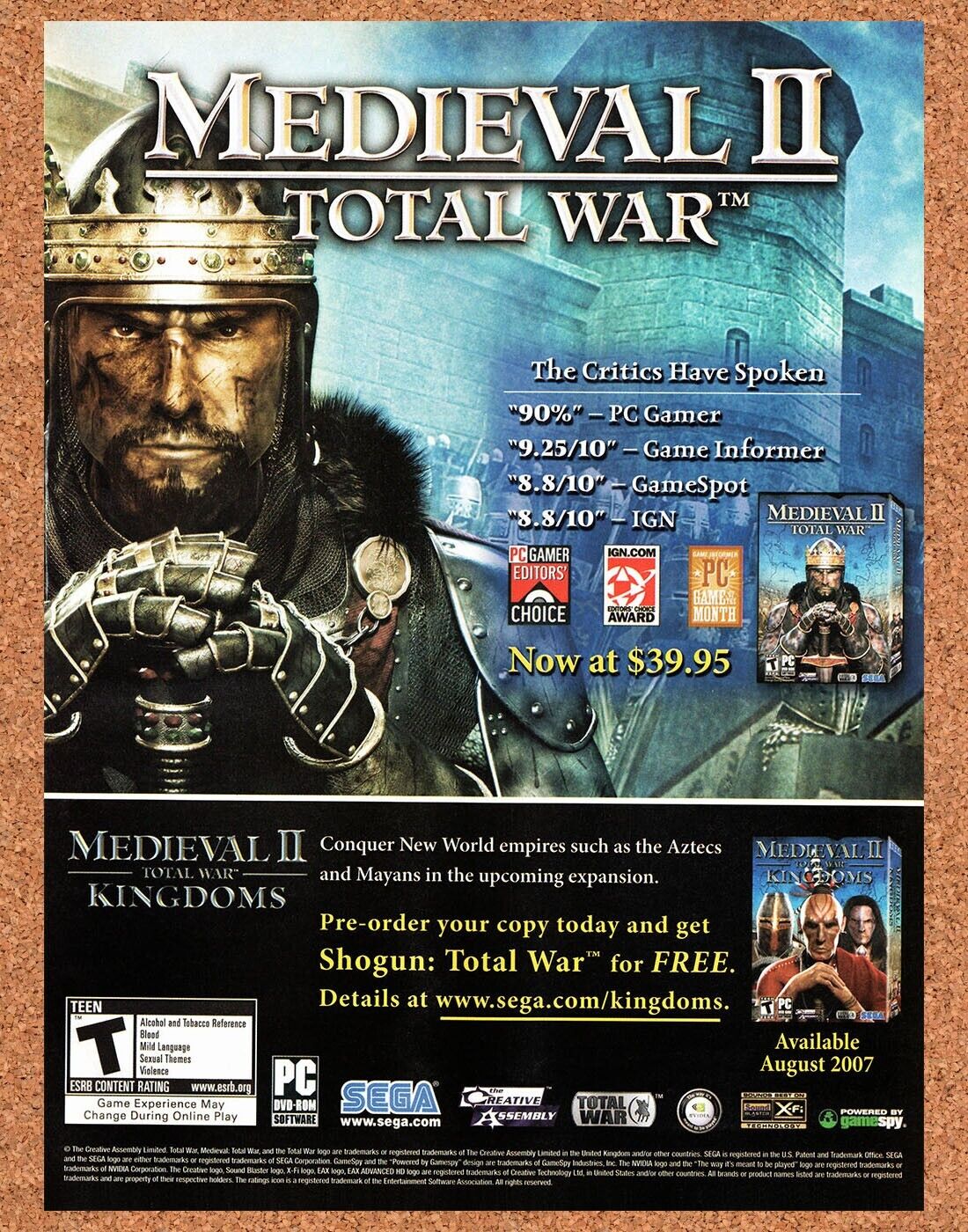 Medieval II PC Original 2007 Vintage Ad - Kingdoms DLC Video Game Promo