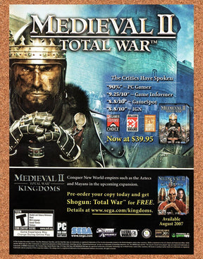 Medieval II PC Original 2007 Vintage Ad - Kingdoms DLC Video Game Promo