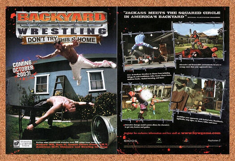 Backyard Wrestling PS2 Original 2003 Vintage Ad - Video Game Art Promo