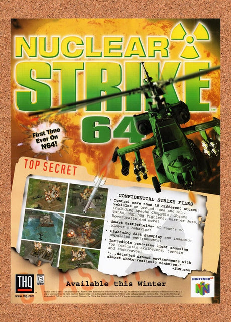 1999 Nuclear Strike 64 N64 Original Advertisement / Retro Wall Art v1