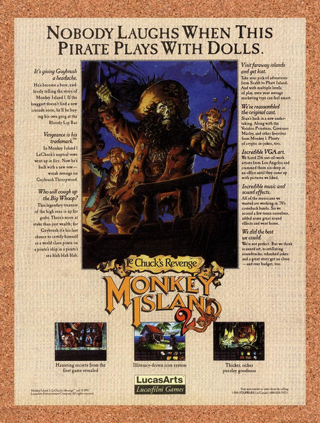 1991 Monkey Island 2 Le Chucks Revenge PC Original Ad / Retro Promo v1