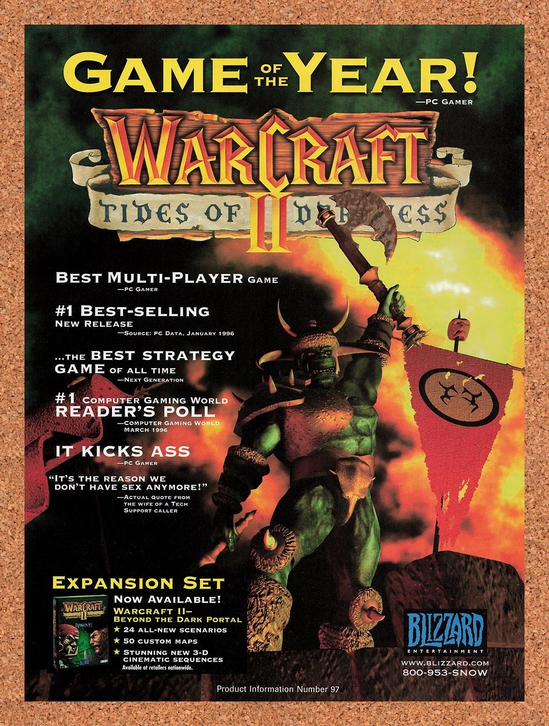 1996 WarCraft II Tides Of Darkness GOTY Original Advertisement / Retro Promo v4