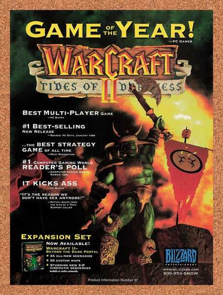 1996 WarCraft II Tides Of Darkness GOTY Original Advertisement / Retro Promo v4
