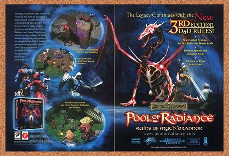 Pool Of Radiance Ruins Drannor PC Original 2002 Ad Authentic Video Game Promo v1