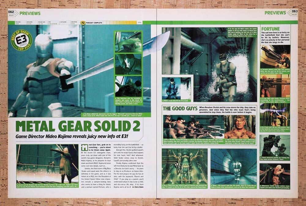 2001 Metal Gear Solid 2 Sons Of Liberty PS2 E3 Review Original Ad / Wall Art v5