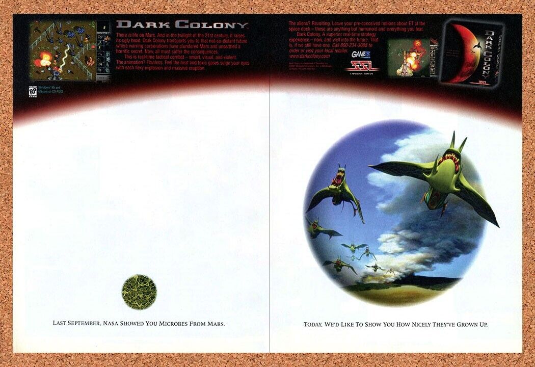Dark Colony PC Original 1997 Print Ad Authentic Online RTS Video Game Art Promo