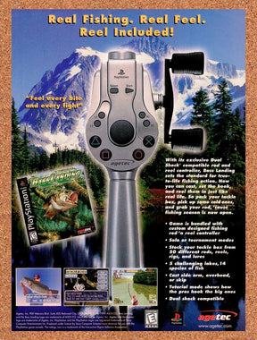 1999 Sony PS1 Dual Shock Rod And Reel Original Advertisement / Retro Wall Art v1