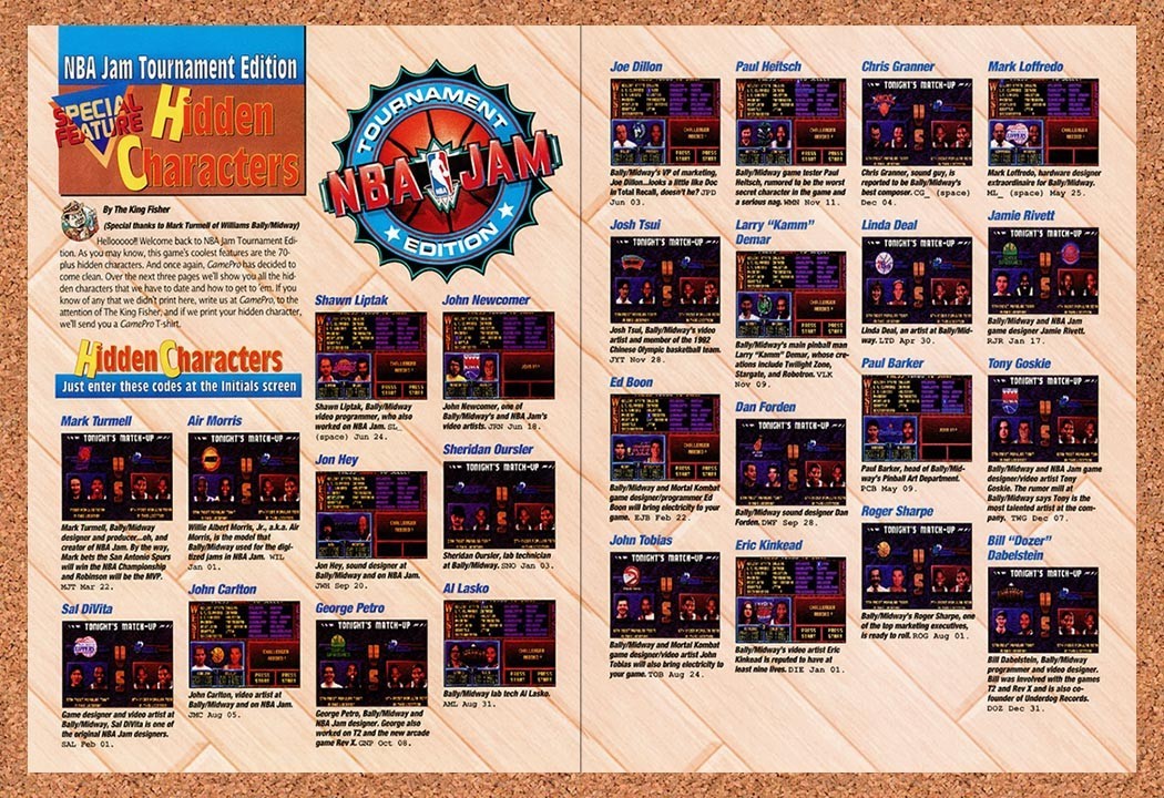 1994 NBA Jam TE Hidden Characters Original Advertisement / Retro Promo vr2