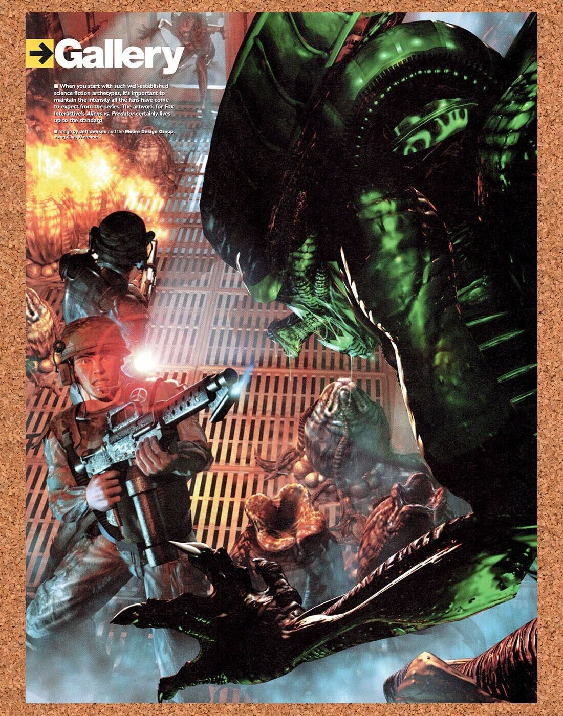 Aliens vs Predator PS1 Original 2001 Vintage Ad - Video Game Art Promo