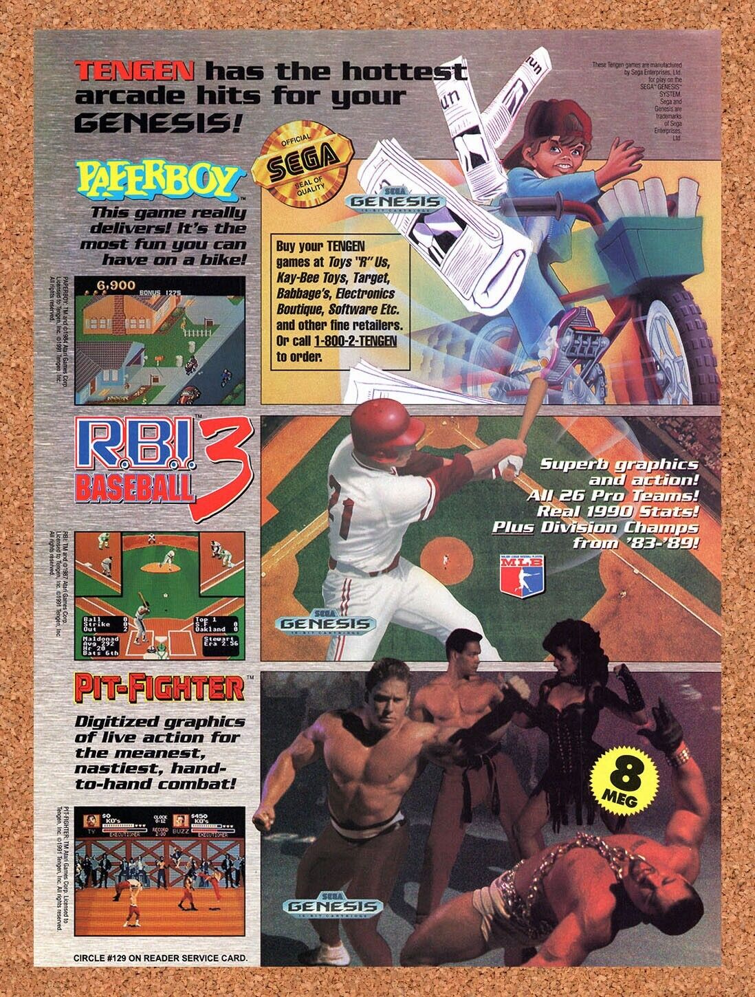 1992 Tengen Genesis Original Advertisement / Retro Wall Art v5