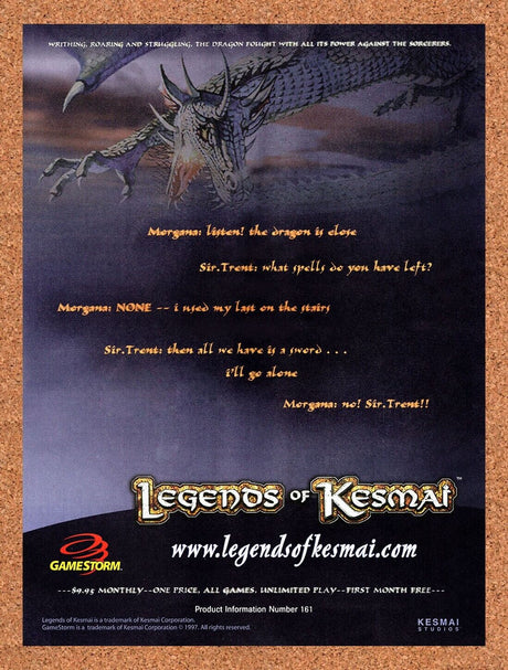 1998 Legends Of Kesmai GameStorm Original Advertisement / Retro Wall Art v1