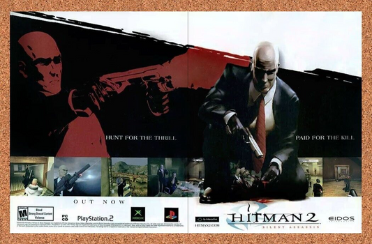 Hitman 2 PS2 Silent Assassin Original 2005 Ad Authentic Game Promo v2