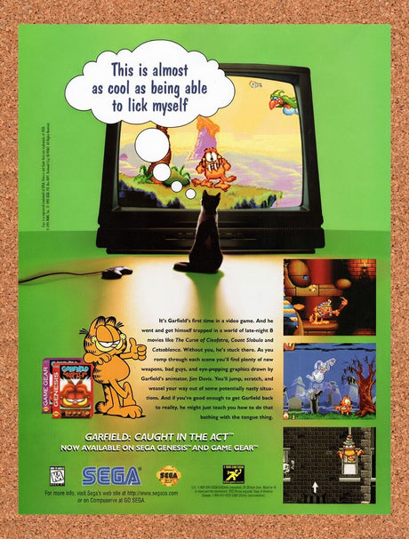 1995 Garfield Caught In The Act Genesis Original Ad / Retro Wall Art v1