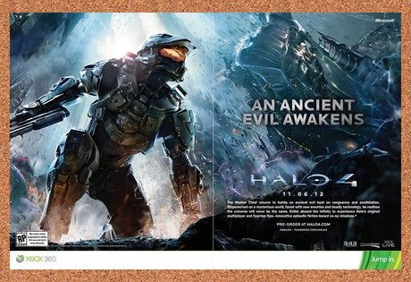 2012 Halo 4 Xbox 360 Original Advertisement / Retro Wall Art v8