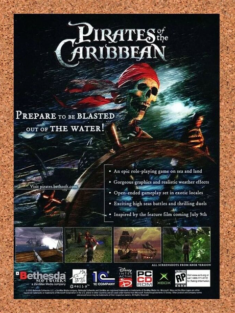 Pirates of The Caribbean Xbox Original 2004 Ad Authentic Video Game Promo