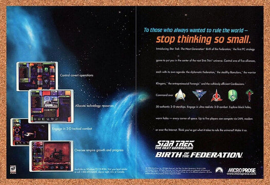 Star Trek Birth Of The Federation PC Original 1999 Ad Authentic Video Game Promo