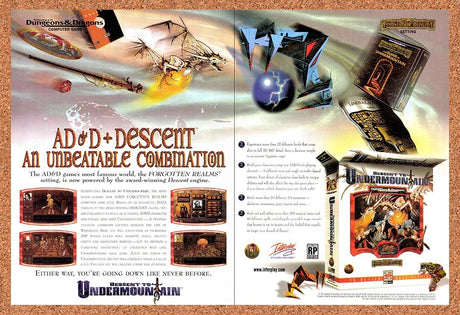 1997 Advanced Dungeons & Dragons Descent Undermountain PC Original Ad / Promo v3