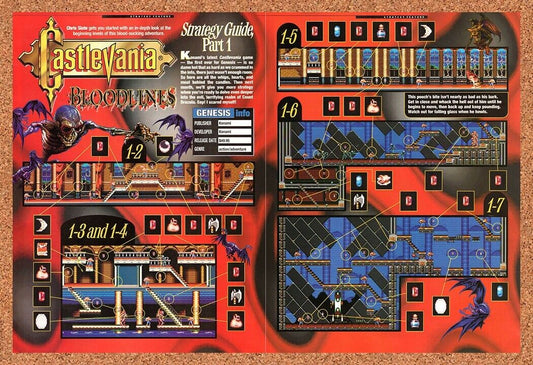 1993 Castlevania Bloodlines Genesis Original Advertisement / Retro Wall Art v1