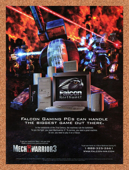 MechWarrior 3 PC Original 2000 Ad Authentic Falcon Northwest Video Game Promo