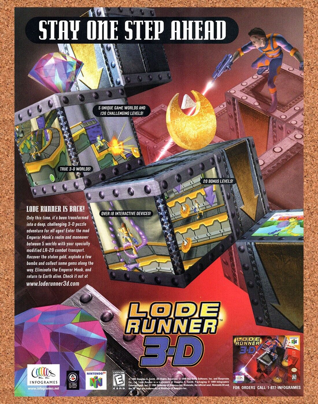 1999 Lode Runner 3-D N64 Original Advertisement / Retro Wall Art v1