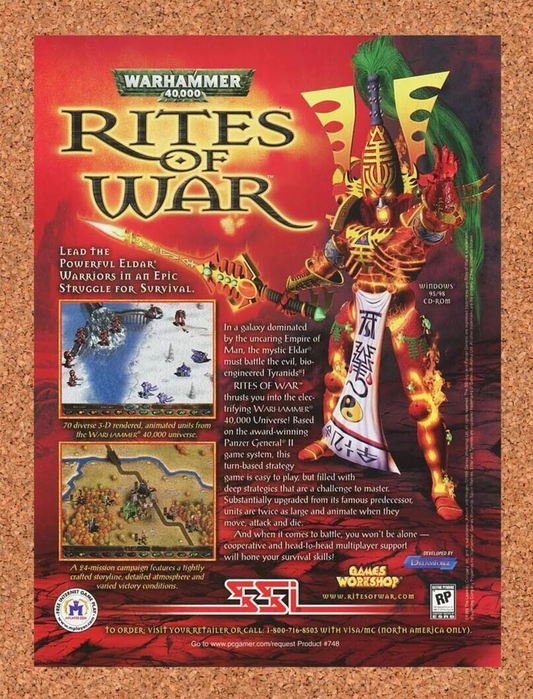 Warhammer 40000 Rites Of War PC Original 2000 Ad Authentic SSI Video Game Promo