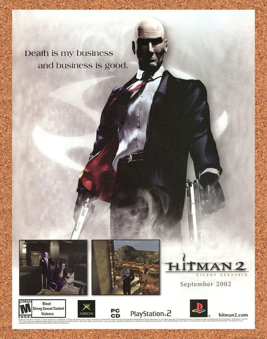 Hitman 2 Silent Assassin PS2 Original 2003 Ad Authentic  Video Game Promo