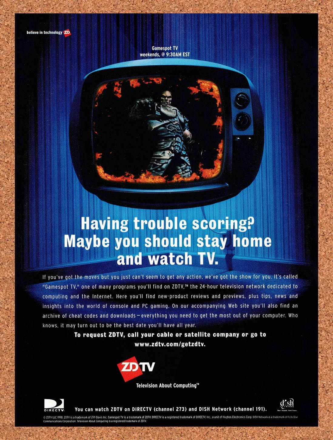 1998 Gamespot TV ZDTV Original Advertisement / Retro Promo v1