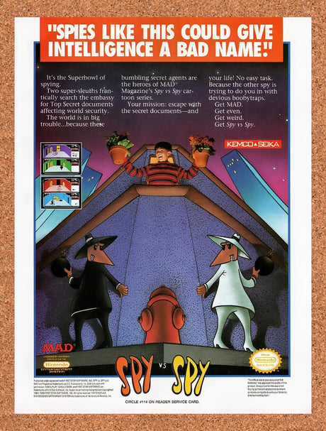 1990 Spy vs Spy NES Original Advertisement / Retro Promo v1
