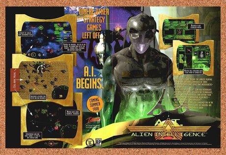 A.I. Alien Intelligence PC Original 1998 Print Ad Authentic Video Game Promo