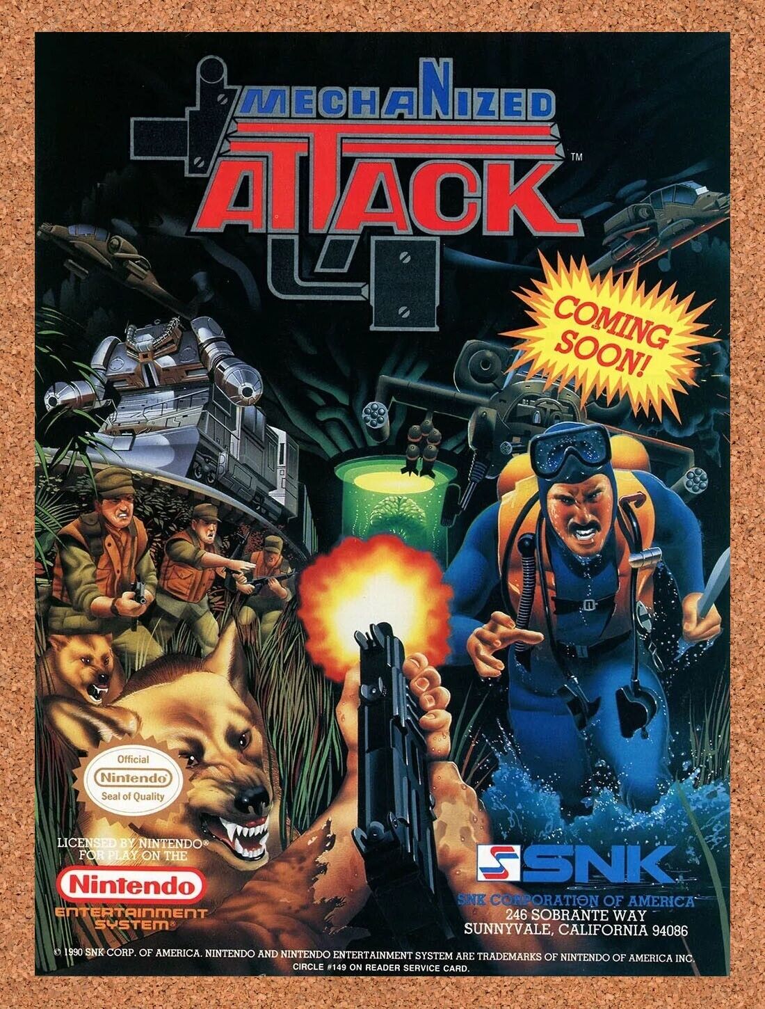 Mechanized Attack NES Original 1990 Ad Authentic Arcade Nintendo Game Promo