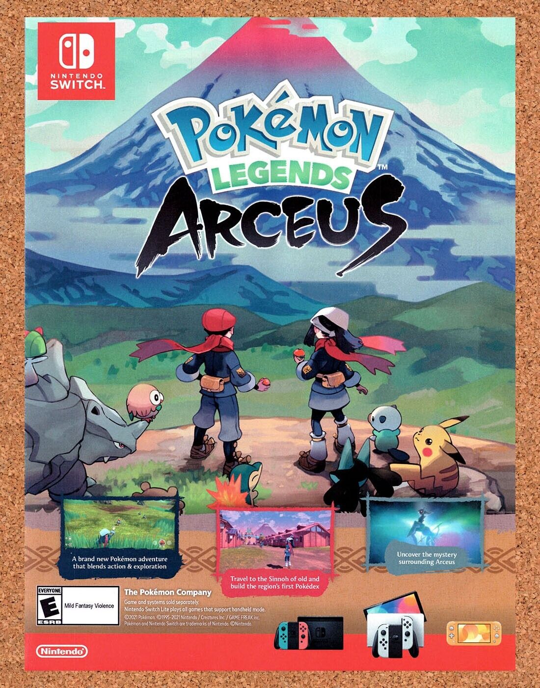Pokemon Legends Arceus Switch Original 2021 Ad - Video Game Display Promo