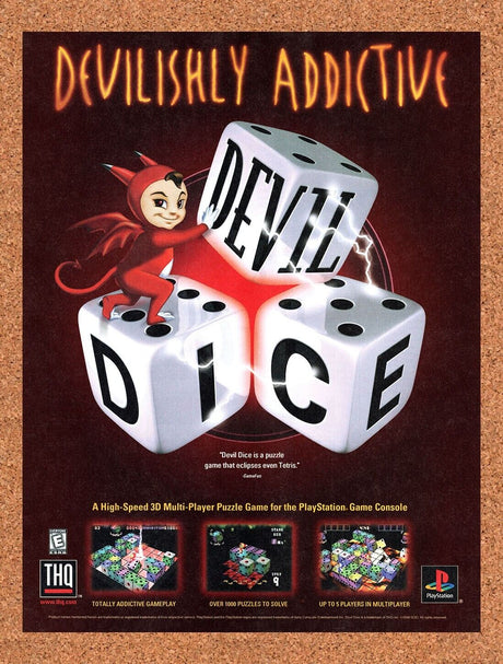 1998 Devil Dice PS1 Original Advertisement / Retro Wall Art v1