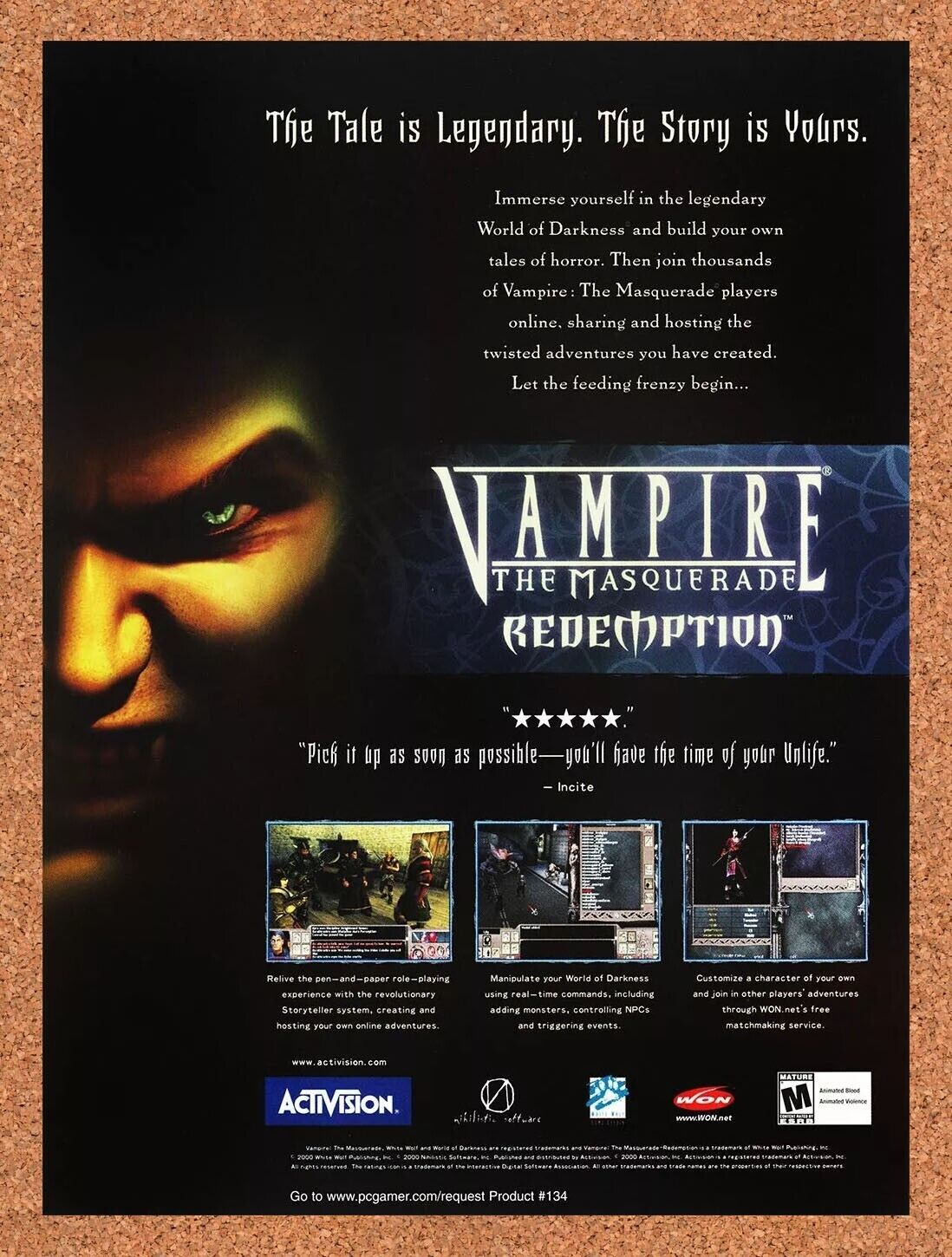 Vampire Masquerade Redemption Original 2002 Ad Authentic Video Game Promo