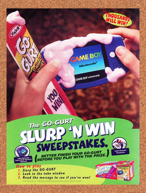 2002 Nintendo GBA Sweepstakes Go-Gurt Slurp N Win Original Ad / Promo vc3