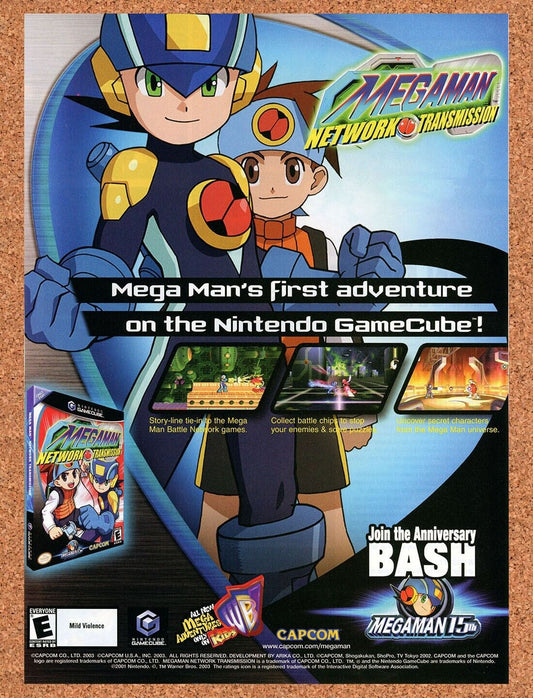 Mega Man Network Transmission GameCube Original 2002 Ad Authentic Game Promo