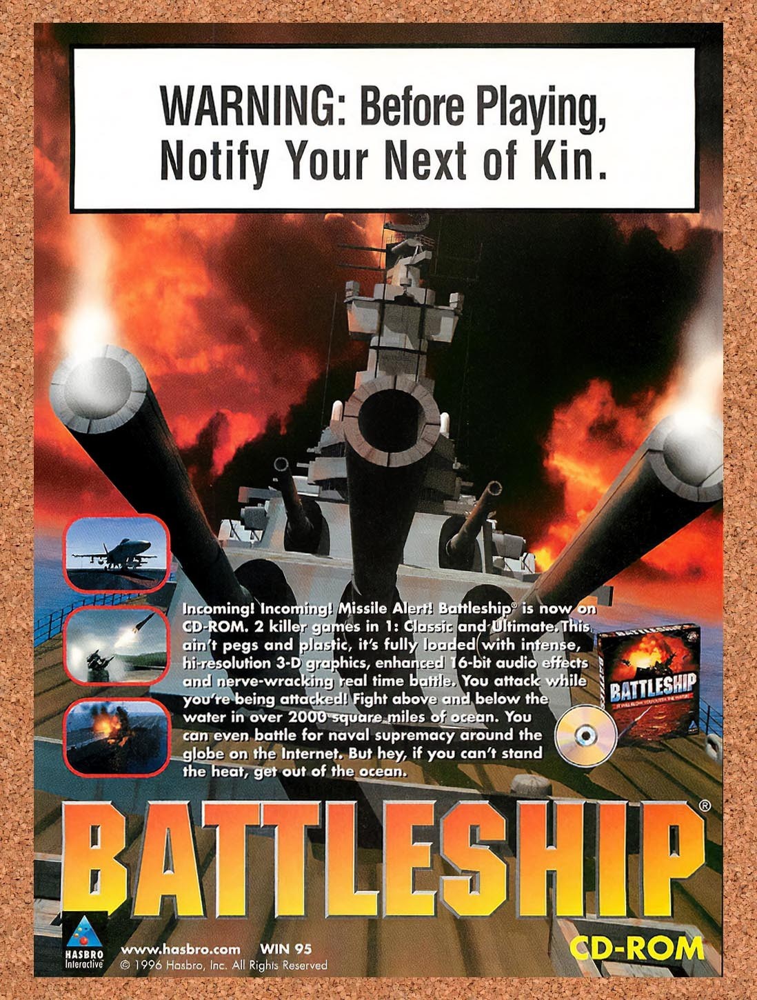 1996 Battleship CD-ROM PC Original Advertisement / Retro Promo v1