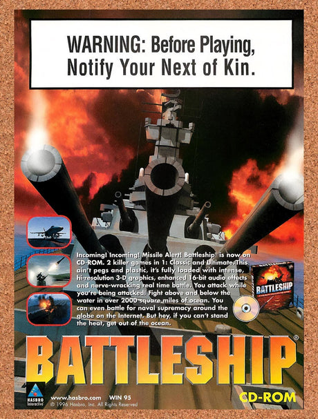 1996 Battleship CD-ROM PC Original Advertisement / Retro Promo v1