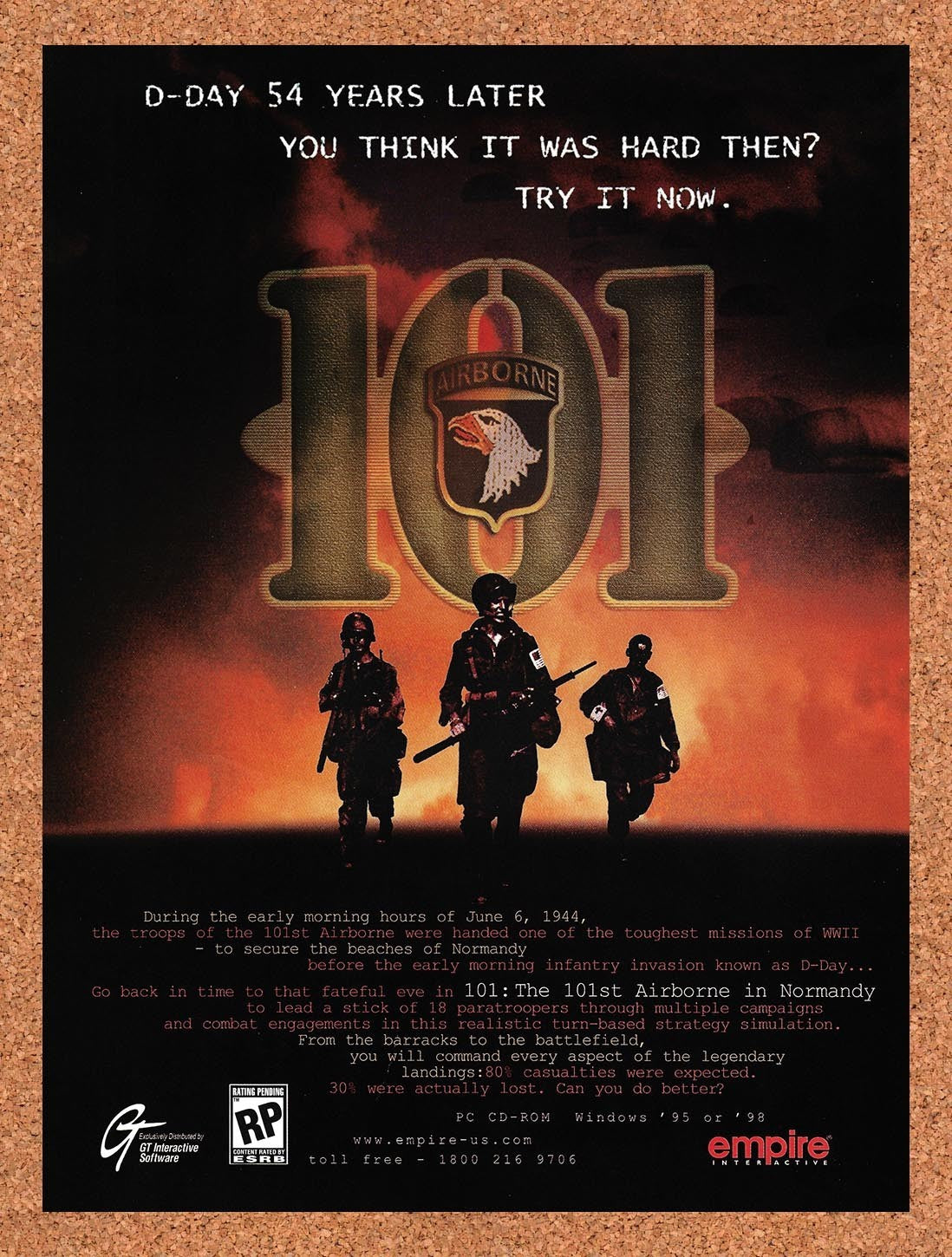 1998 101 Airborne The Invasion Of Normandy PC Original Advertisement / Promo v1