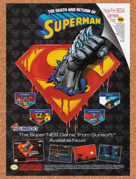1995 The Death And Return Of Superman Genesis Original Ad / Retro Wall Art v3