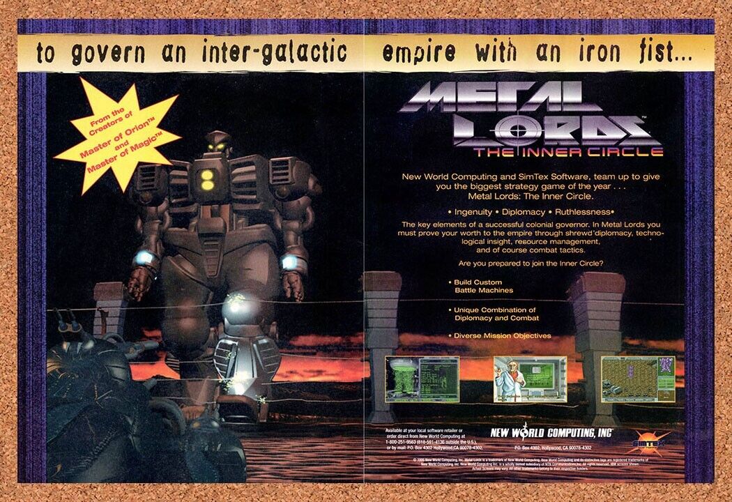 Metal Lords The Inner Circle PC Original 1997 Vintage Ad - Video Game Art Promo