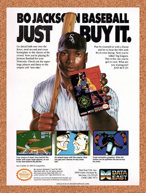 1992 Bo Jackson Baseball NES Original Advertisement / Retro Wall Art v1